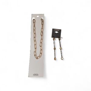 NWT Express Gold-Tone Chain Necklace & Dangle Earrings